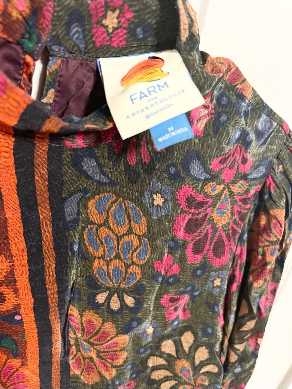Farm Rio x Anthropologie Mock Neck Maxi Dress Small Flowy Boho fall size M - Picture 8 of 14